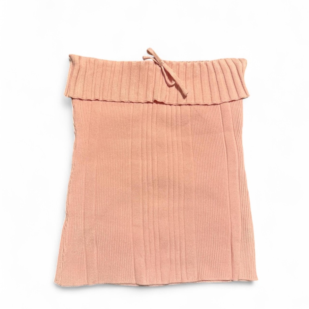 SHEIN Pink Ribbed Bow Mini Blouse